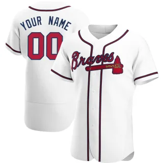 Authentic Men's Custom Atlanta Braves Home Jersey - White