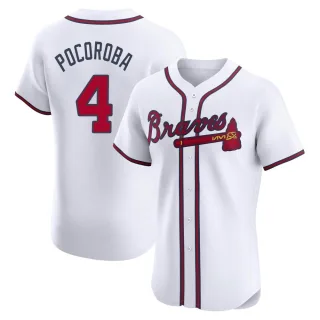 Elite Men's Biff Pocoroba Atlanta Braves Home Jersey - White