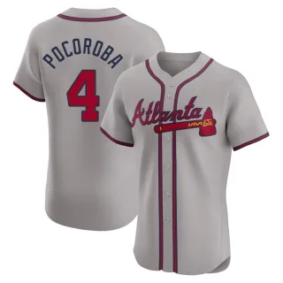 Elite Men's Biff Pocoroba Atlanta Braves Road Jersey - Gray