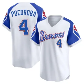 Limited Men's Biff Pocoroba Atlanta Braves Throwback Cooperstown Collection Jersey - White