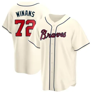 Replica Men's Allan Winans Atlanta Braves Alternate Jersey - Cream