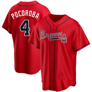 Replica Men's Biff Pocoroba Atlanta Braves Alternate Jersey - Red
