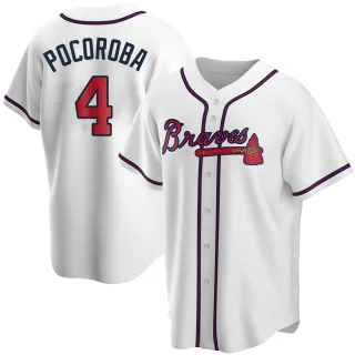 Replica Men's Biff Pocoroba Atlanta Braves Home Jersey - White