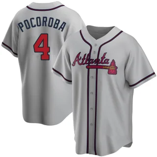 Replica Men's Biff Pocoroba Atlanta Braves Road Jersey - Gray