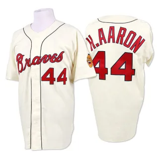 Replica Men's Hank Aaron Atlanta Braves 1963 Throwback Jersey - Cream