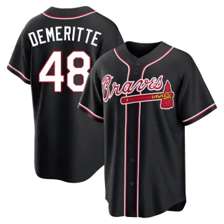 Replica Men's Travis Demeritte Atlanta Braves Fashion Out Jersey - Black