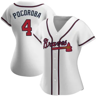 Replica Women's Biff Pocoroba Atlanta Braves Home Jersey - White