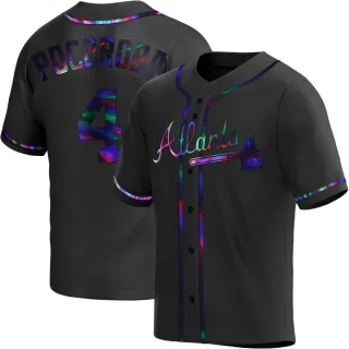 Replica Youth Biff Pocoroba Atlanta Braves Alternate Jersey - Black Holographic