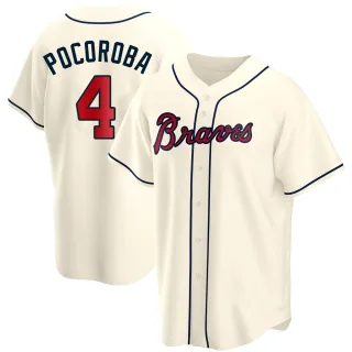 Replica Youth Biff Pocoroba Atlanta Braves Alternate Jersey - Cream